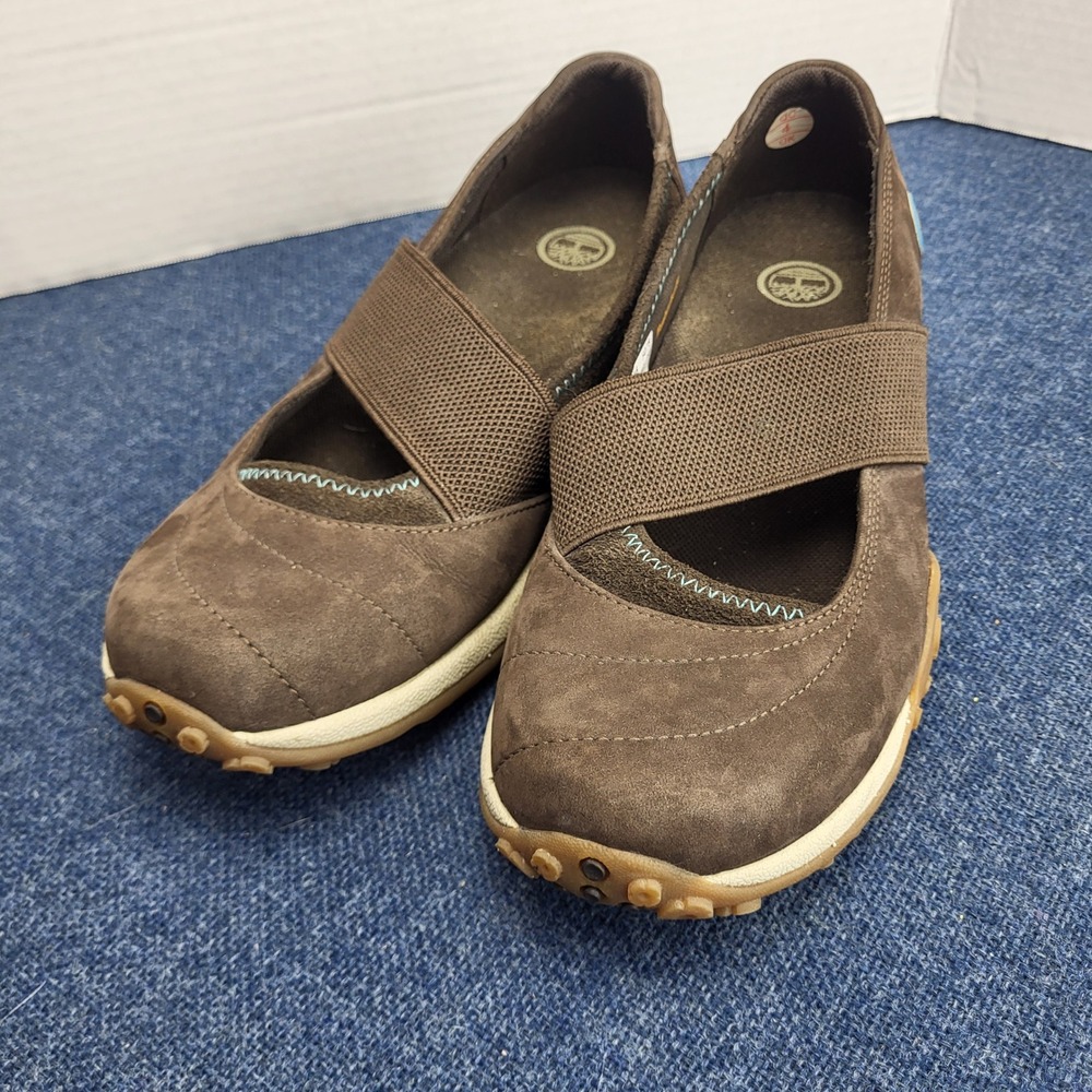 Timberland Brown Suede Mary Jane Elastic Strap Flats Womens 8 M Outdoor